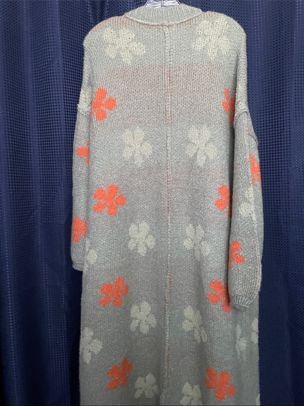 POL Floral Stripe Open-Front Cardigan - Gray & Coral - Picture 5 of 14